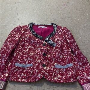 Marc Jacobs Floral Red and Gold Button-Up Jacket